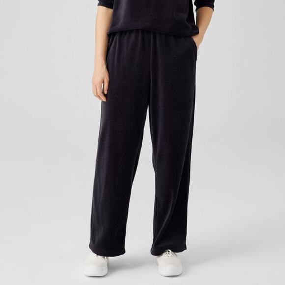 Eileen Fisher Pants - NWT Eileen Fisher black velour easy fit full length pants